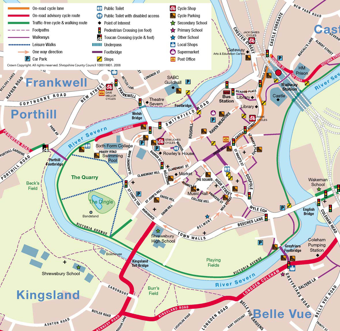 Map Of Shrewsbury Town Centre Your Visit